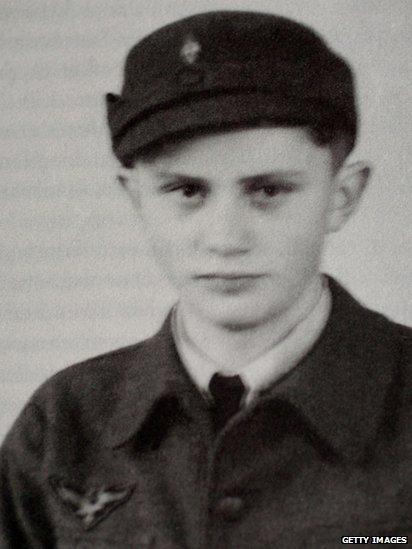 Joseph Ratzinger is shown as a German Air Force assistant in this 1943