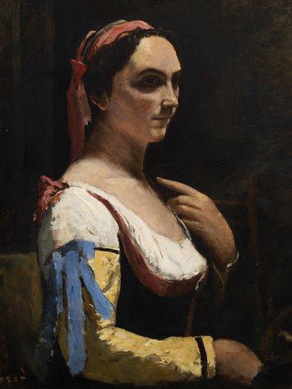 The Italian Woman, or Woman with Yellow Sleeve by Jean-Baptiste Camille Corot