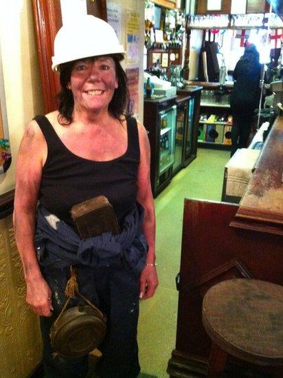 Heather Hopwood, landlady of The Rusty Dudley, dressed as a miner