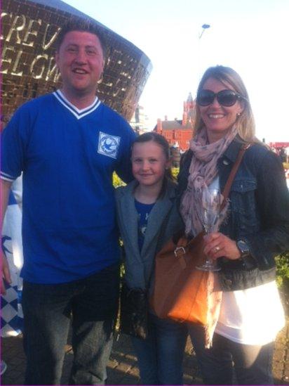 Cardiff fans Mark and Jane Fenner and daughter Anwen said the carnival atmosphere reminded them of the Olympics last year