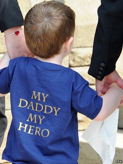 The son of murdered Fusilier Lee Rigby, Jack, arrives for his father's funeral service