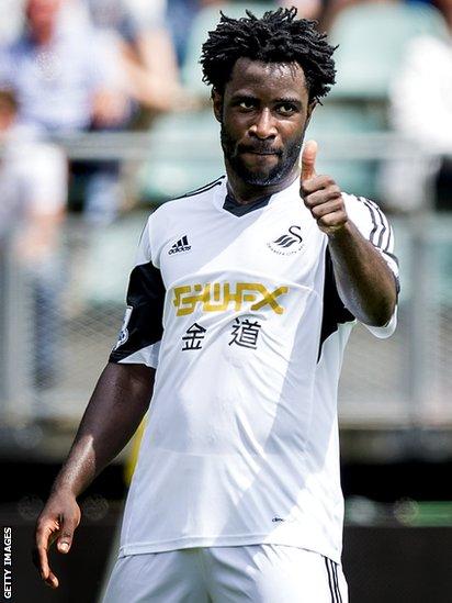 Wilfried Bony makes his Swansea City debut in their 1-0 win at Den Haag