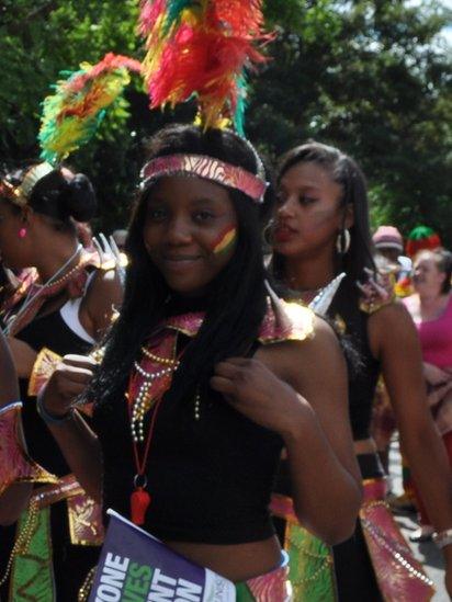 People taking part in the Caribbean carnival parade in Leicester