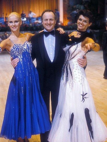 Kate Fisher, David Jacobs and Diane Haywood on the set of Come Dancing in 1984