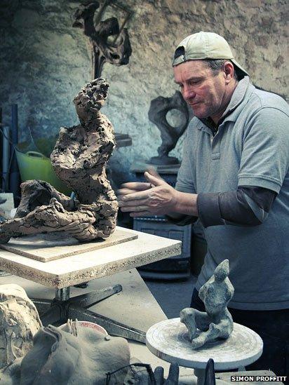 Nick Eames at work in his studio at Cilcain, near Mold in Flintshire