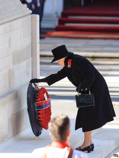 The Queen lays a wreath at the Cenotaph