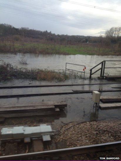 Flooded railway at Oxford