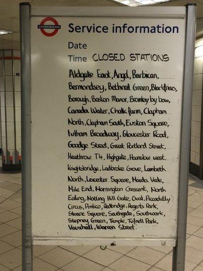 A board at Bank Station