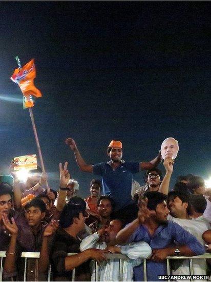 Modi supporters at Delhi rally, 26 March 2014