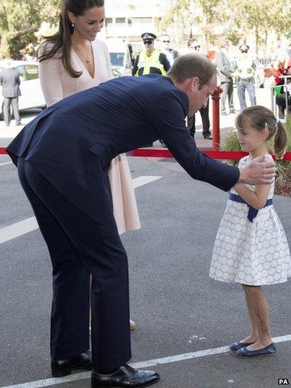 The Duke and Duchess of Cambridge met Lauren Stepherson, aged six, in Adelaide