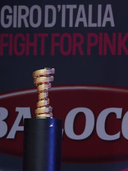 The trophy to be presented to the winner when the gruelling 3,345km race ends in Italy on 1 June