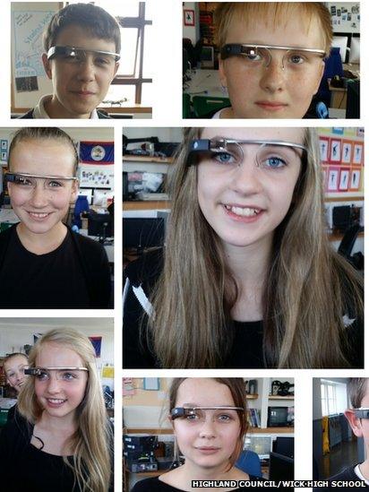 Wick High School pupils wearing Google Glass