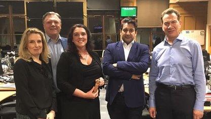 Miranda Greeen, Ed Balls, Bettany Hughes, Afshin Rattansi and Michael Portillo