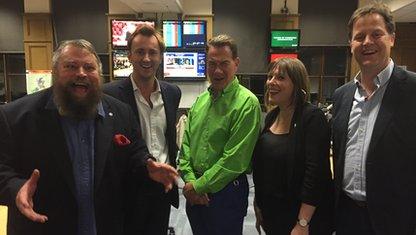 Brian Blessed, Francis Boulle, Michael Portillo, Jess Phillips and Nick Clegg
