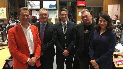 Michael Portillo, John Nicolson, Dan Hodgets, Stewart Lee and Liz Kendall