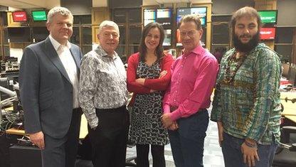 Adrian Chiles, Alan Johnson, Isabel Hardman, Michael Portillo and Allan Hennessy