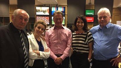 John Bird, Miranda Green, Michael Portillo, Liz Kendall and David Icke