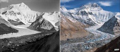 The 1921 photo (left) and the photo taken from the same position in 2010