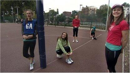 Several images of Isabel Hardman on the netball court