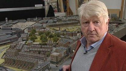 Stanley Johnson with model railway