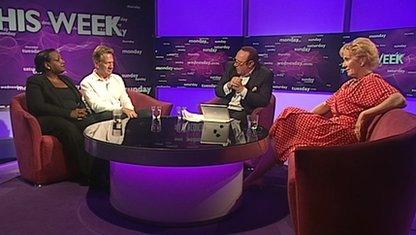 Dine Abbott, Michael Portill, Andrew Neil and Christine Hamilton