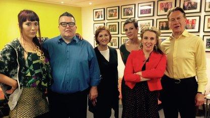 Paris Lees, Tom Watson, Suzanne Evans, Francesca Martinez, Miranda Green and Michael Portillo.