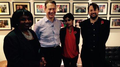 Diane Abbott, Michael Portillo, Shami Chakrabarti and David Mitchell