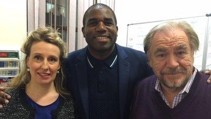 Miranda Green, David Lammy and Brian Cox