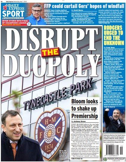 The back page of the Scottish Daily Express on 070525