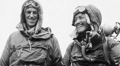 Edmund Hillary from New Zealand and Nepalese Sherpa Tenzing Norgay