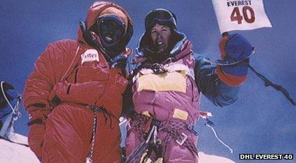 Rebecca Stephens on summit of Mount Everest