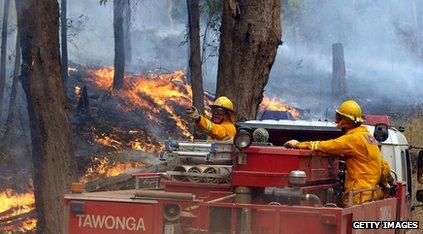 Firefighters trying to control blaze