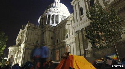 St Paul's Cathedral with tents outside