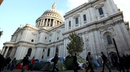 St Paul's Cathedral with tents outside