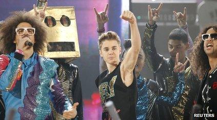 Justin Bieber and LMFAO