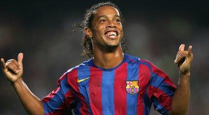 Ronaldinho playing for Barcelona in 2005