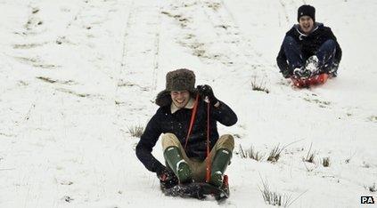 Boys sledging