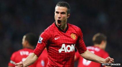 Robin Van Persie celebrates one of his goals