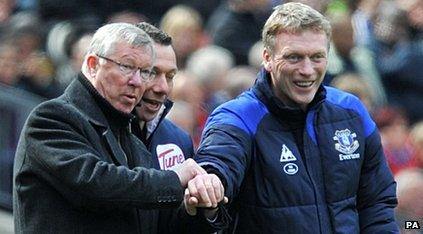 David Moyes (right) with Sir Alex Ferguson (left) in April 2012