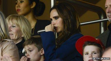 Beckham's wife Victoria and his three boys watched the game in Paris.