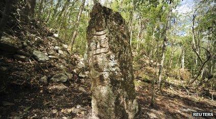 They found sculptured stone shafts known as stelae