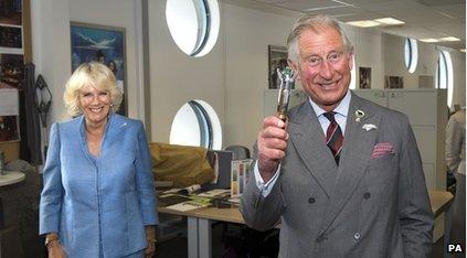 Camilla and Prince Charles on set of Doctor Who