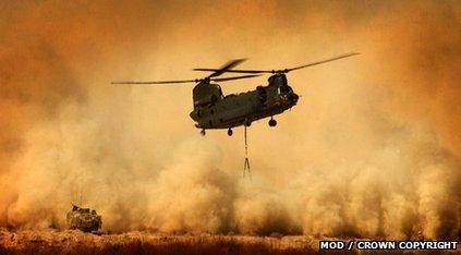 A Royal Air Force helicopter in Afghanistan