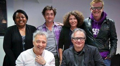 Clockwise from back left: Malorie Blackman, Richard Hammond, Francesca Simon, Chris Evans, Charlie Higson, Frank Cottrell Boyce