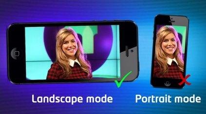 Image showing the difference between filming in landscape vs portrait using a mobile phone