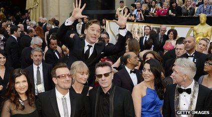 Benedict Cumberbatch photobombs U2