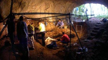 Researchers at a Neanderthal site