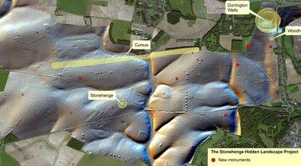 The scanned area around Stonehenge showing the hidden monuments.