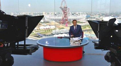 The BBC News studio at the Olympic Park