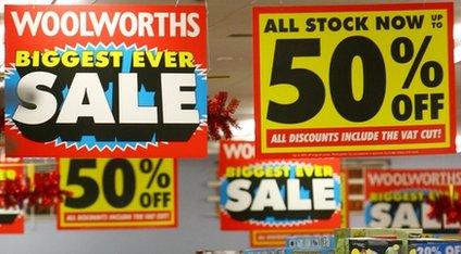 Sale signage in a store